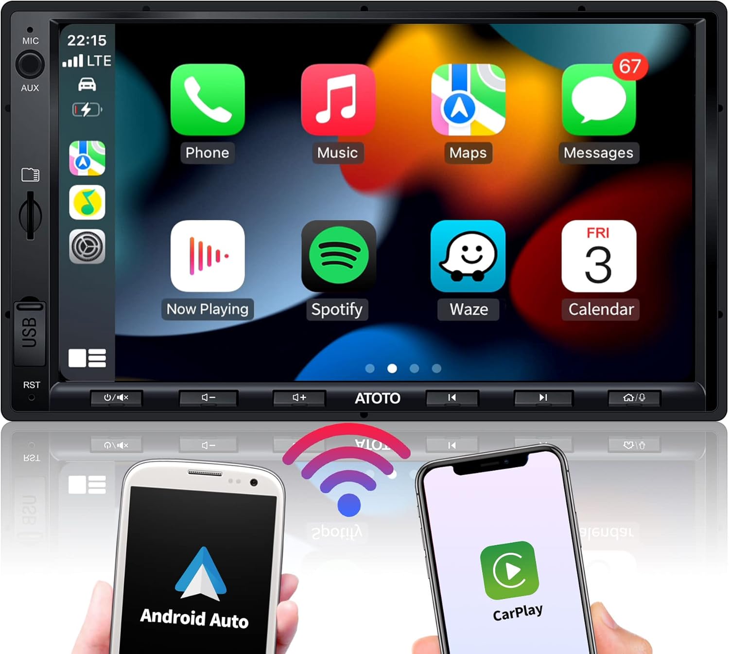 [Upgrade] ATOTO F7XE Wireless CarPlay & Wireless Double-DIN Android Auto Car Stereo,Receiver- Mirror Link, 7inch IPS Display, Bluetooth, HD Live Rearview, Quick Charge, F7G2A7XE