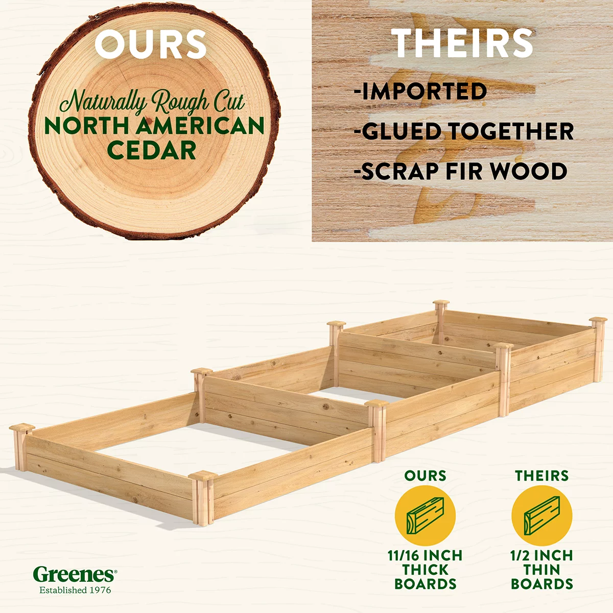 Greenes Fence Dovetail Stair-Step Cedar Raised Garden Bed