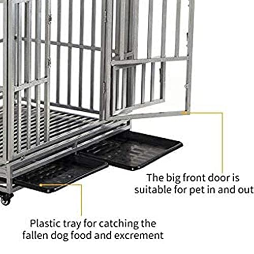 LUCKUP Heavy Duty Dog Cage Metal Kennel and Crate for Medium and Large Dogs, Pet Playpen with Four Wheels,Easy to Install,42 inch,Black