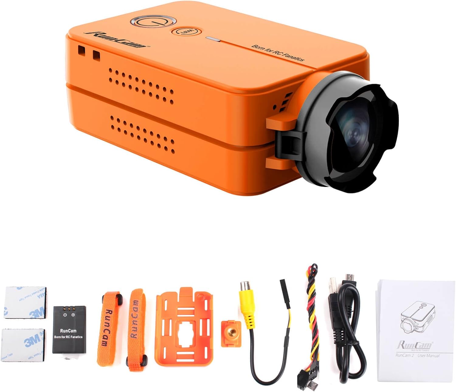 RunCam 2 FPV Camera 1080P60fps Ultra HD Mini WiFi Sports Action Video Camera, Black