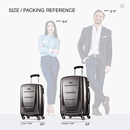 Samsonite Winfield 2 Hardside Expandable Luggage with Spinner Wheels, Brushed Anthracite, Checked-Large 28-Inch
