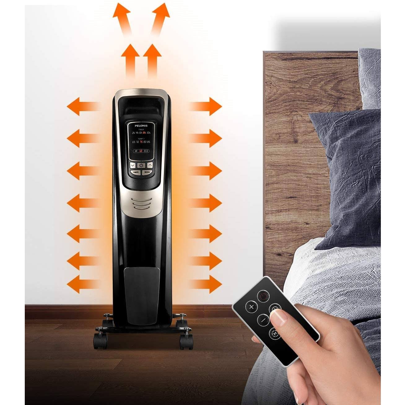 Pelonis Oil Filled Radiator Portable Space Heater with Programmable Thermostat