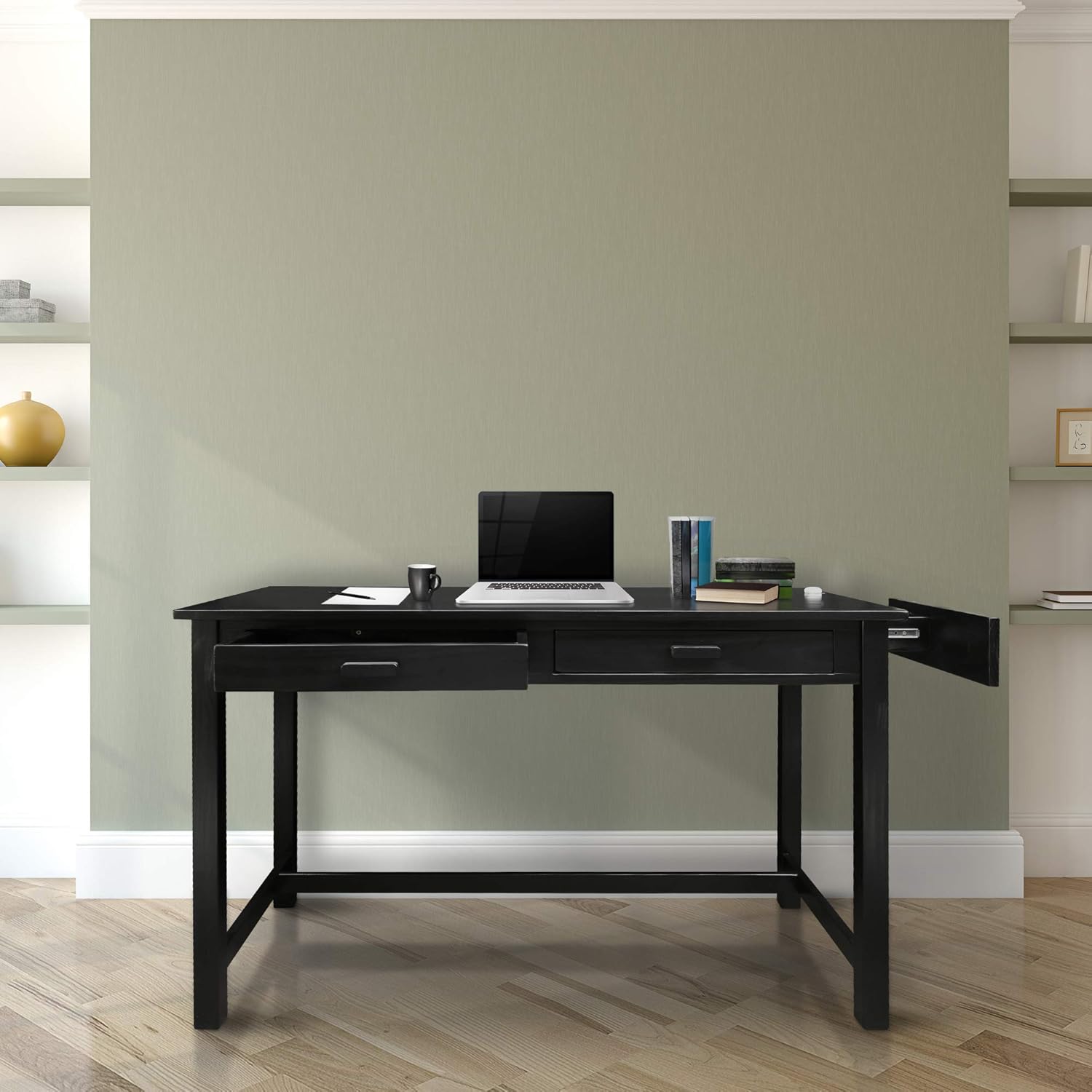 Casual Home Jefferson Work Desk Side Drawer, Concealment Furniture, Black