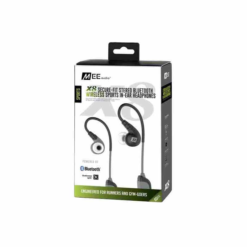 Mee Audio X8 Secure-Fit Stereo Bluetooth Wireless Sports in-Ear Headphones (Black)