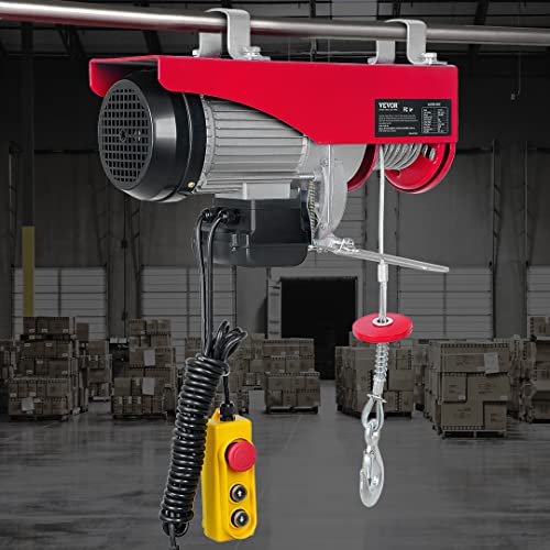 VEVOR Electric Hoist, 2200 lbs Lifting Capacity, 1600W 110V Electric Steel Wire Winch with Wireless Remote Control, 40ft Single Cable Lifting Height & Pure Copper Motor, for Garage Warehouse Factory
