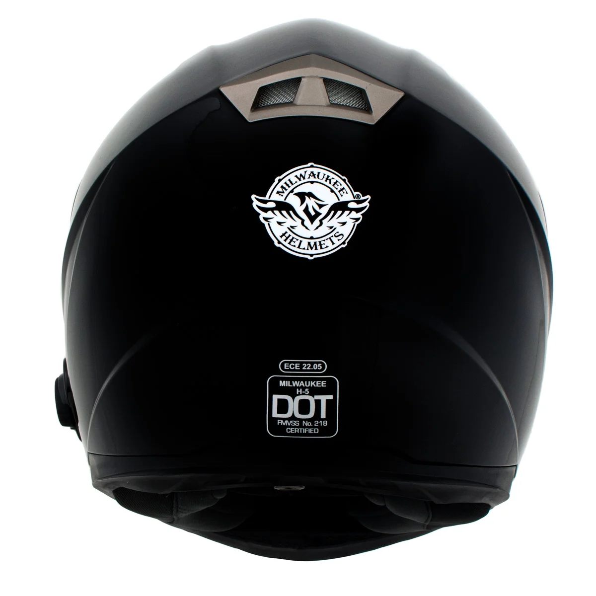 Milwaukee Helmets H510 Gloss Black 'Chit-Chat' Full Face Motorcycle Helmet w/ Intercom - Built-in Speaker and Microphone for Men / Women Medium