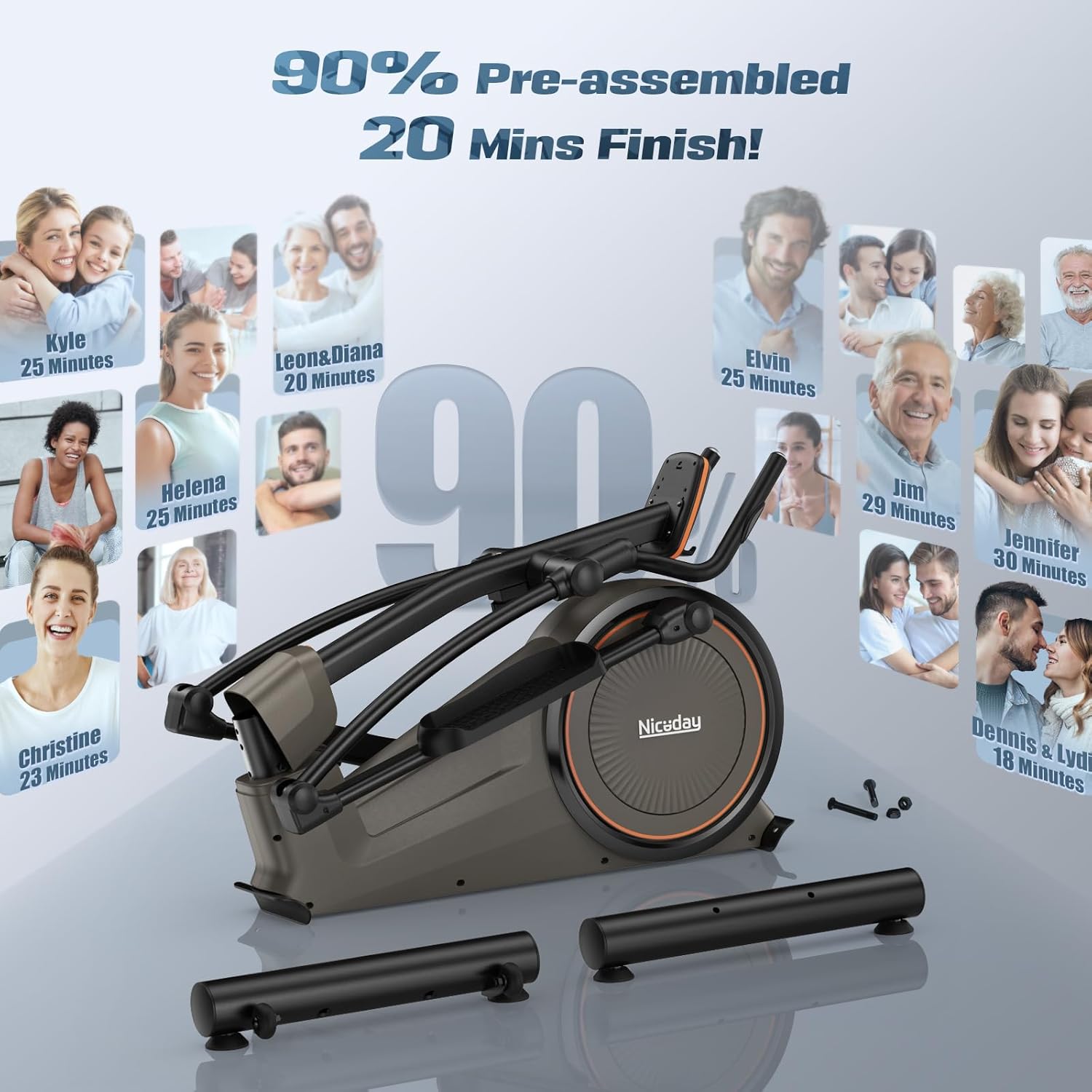 Niceday Recumbent Exercise Bike & Elliptical Machine, 16 Resistance Levels and 400LB Weight Limit