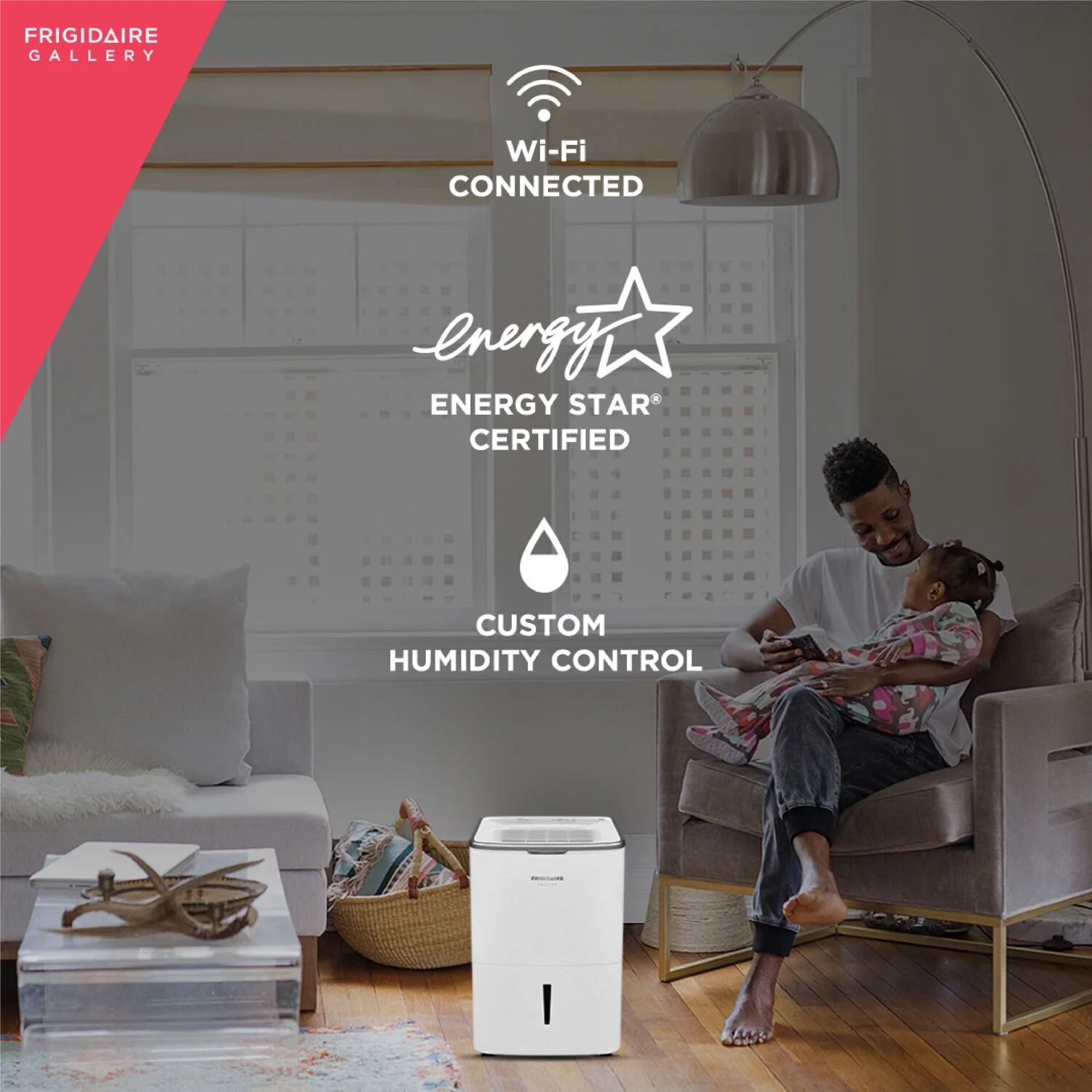 Frigidaire 50-Pint  1200 Sq ft Smart Portable Dehumidifier with Wi-Fi in White