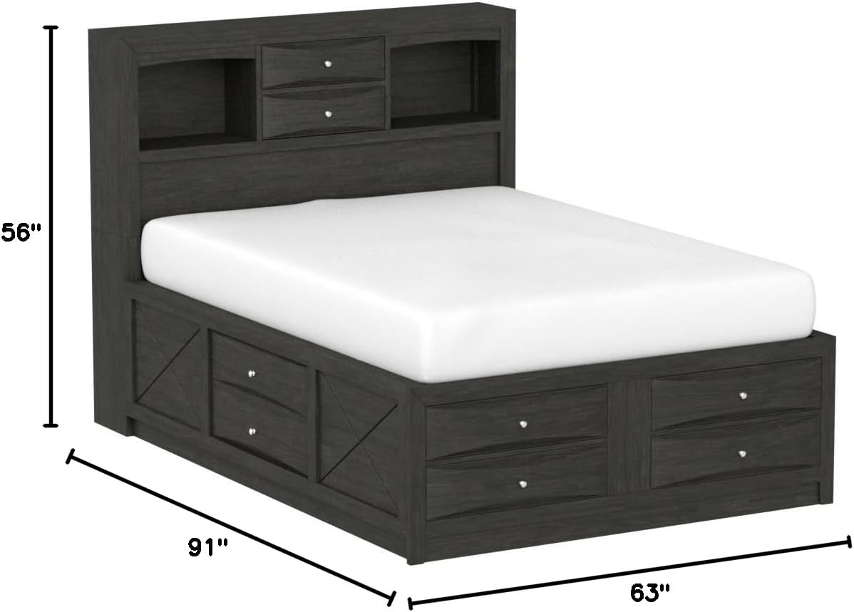 Acme Ireland Queen Wooden Captain's Bed with Storage Drawers in Gray Oak