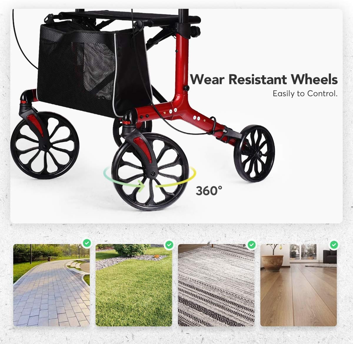OasisSpace Upright Walker with Seat for Senior & Heavy Duty Medical Toilet Safety Fram