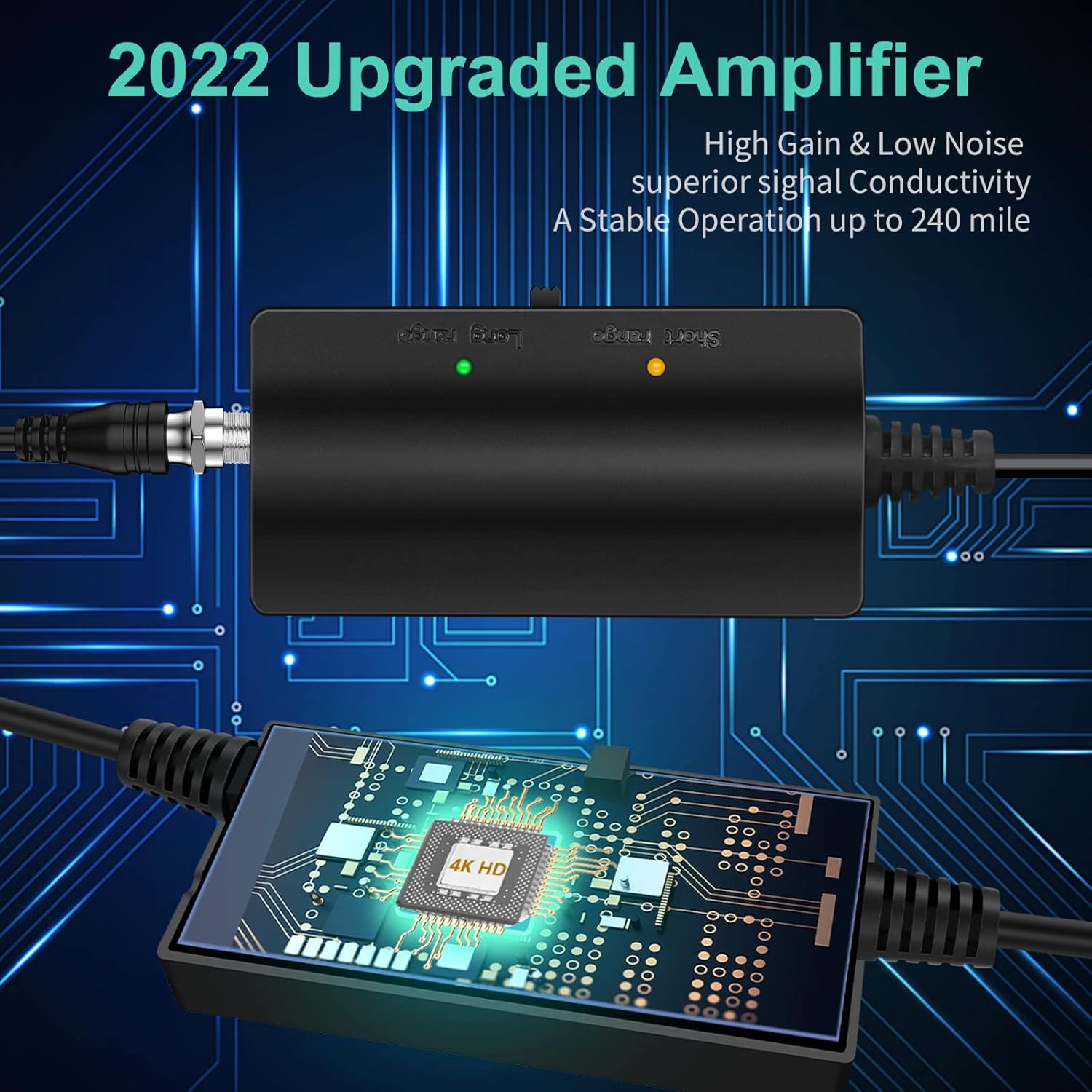 2022 Amplified HD TV Antenna, Indoor/Outdoor Digital Antenna up to 400 Miles Range-Support 4K 1080P All TVs HD Local Channels 360° Reception-with Smart Amplifier Signal Booster/35FT Coaxial Cable