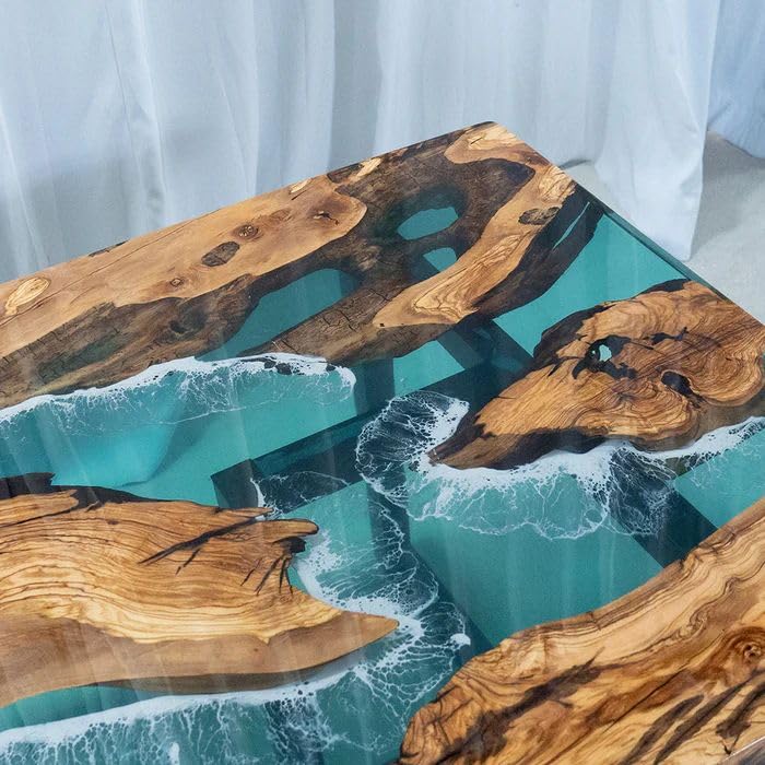 CT Copper Tailor Custom Epoxy Live Edge Dining Table for 8 People,42" W,90" L,Rectangular Natural Wooden Table Top with Metal Table Legs,for Meeting, Kitchen,Dining Room&Living Room,Walnut,KCT4