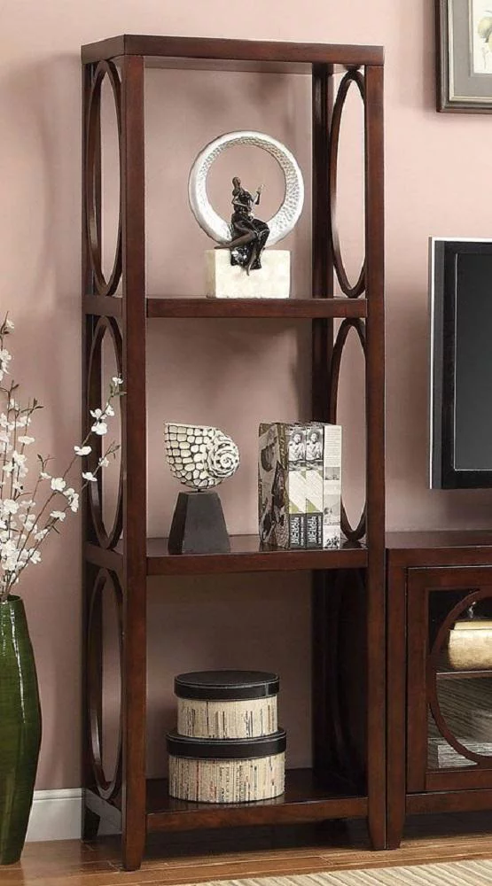 Transitional Cherry Solid Wood TV Stand Set 3pcs Furniture of America Melville