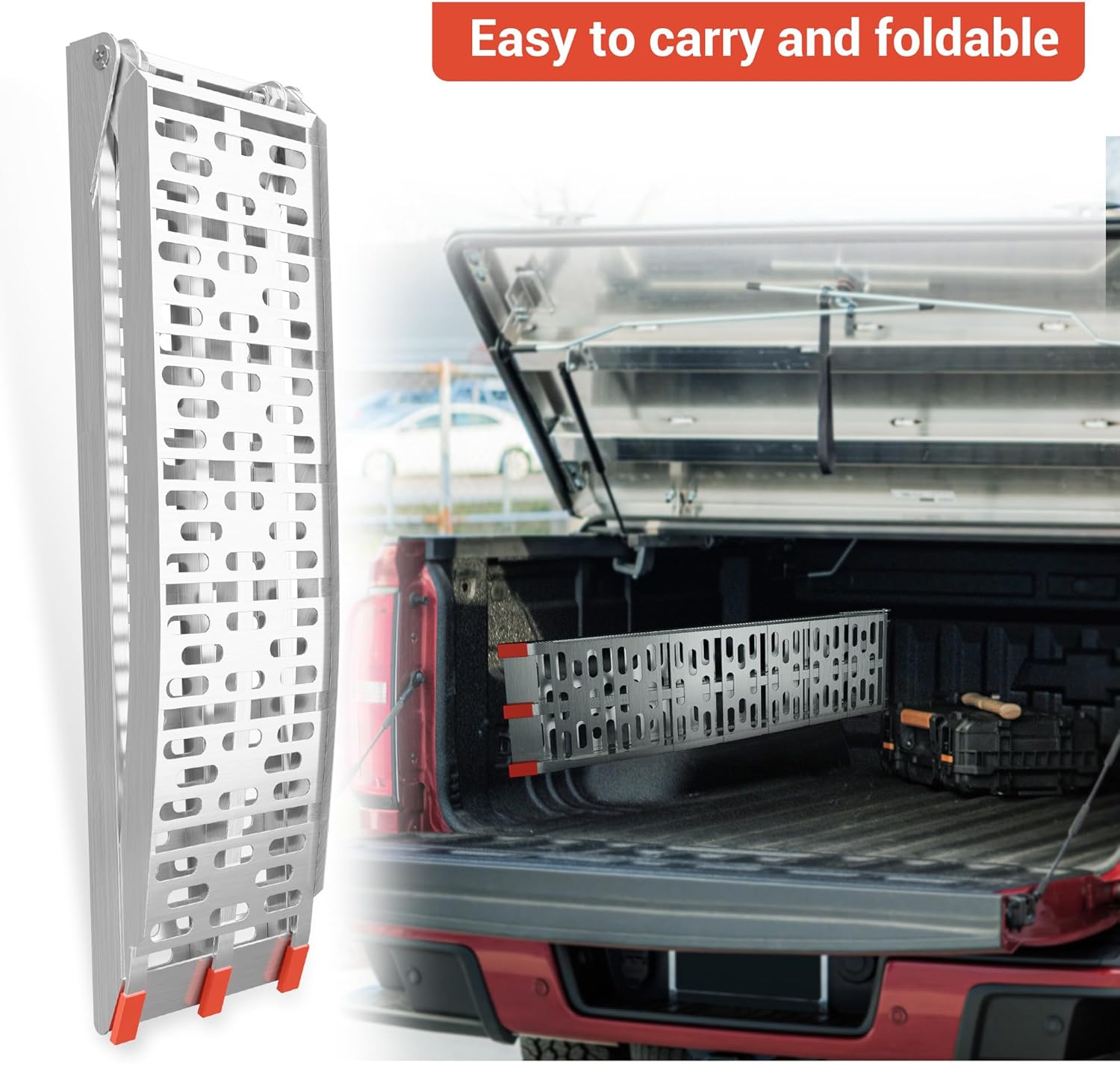 Set of 2 Ramps, 1500 lbs ATV Ramps for Pickup Trucks, 7.5ft Aluminum Ramps, Folding Loading Ramps for Bike, ATV/UTV, Trucks, Lawn Mowers, Motorcycle