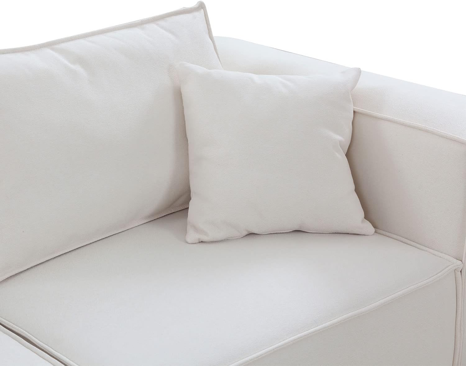 129.13 inches L Shaped Modular Sofa Couch with Ottoman, White Sectional Sofa with Reversible Chaise for Living Room Apartment Home Office (3 Seat)