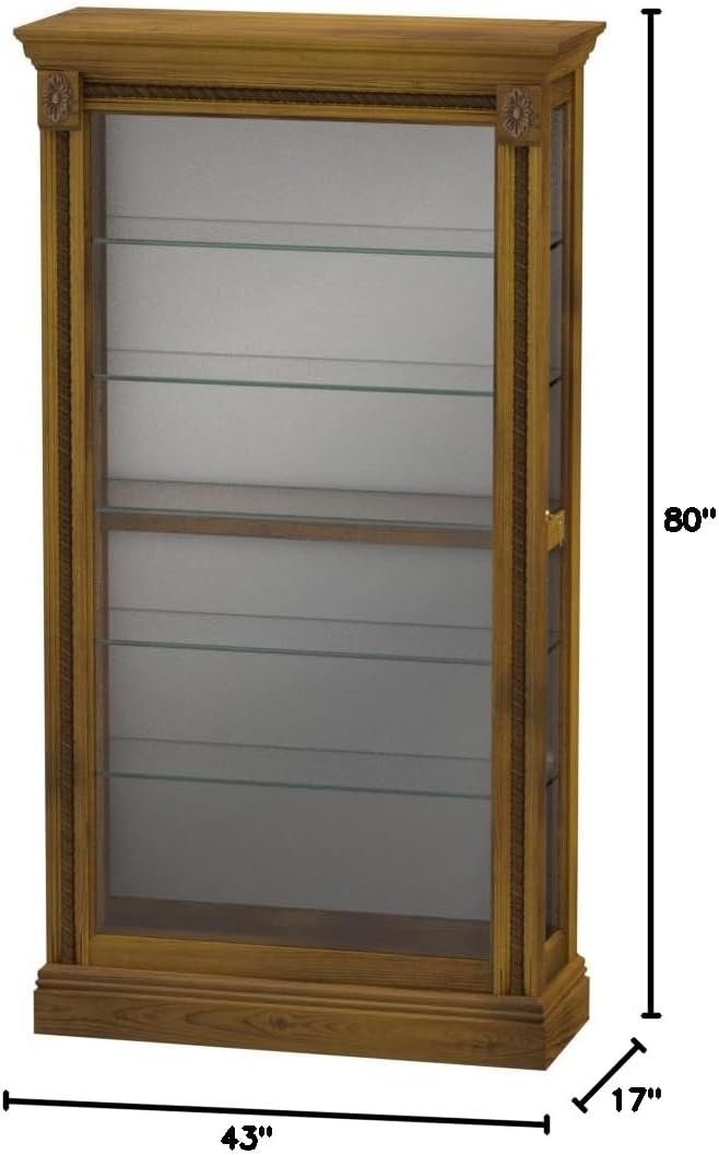 Pulaski Two Way Sliding Door Curio, 43 by 17 by 80-Inch, Medium Brown