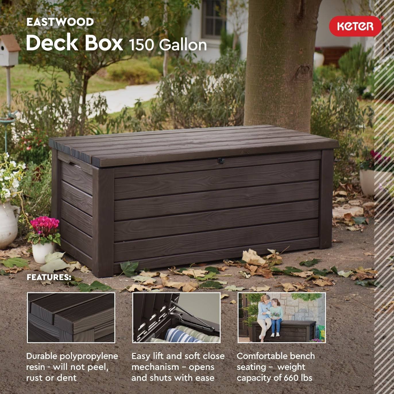 Keter Eastwood 150 gal. Resin Deck Box, Brown