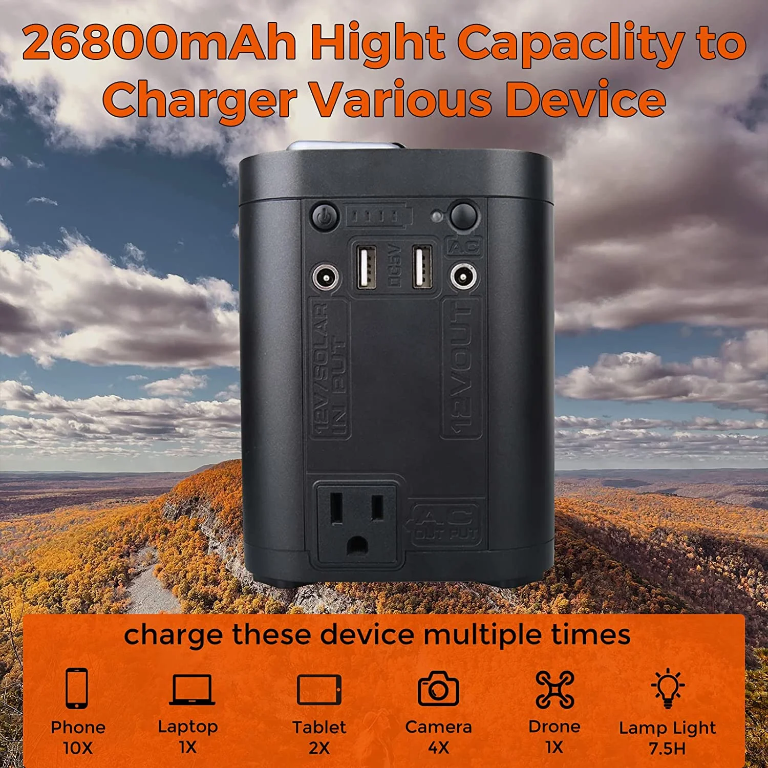 26800mAh Car Jump Starter Booster Jumper Box Power Bank Battery Charger Portable
