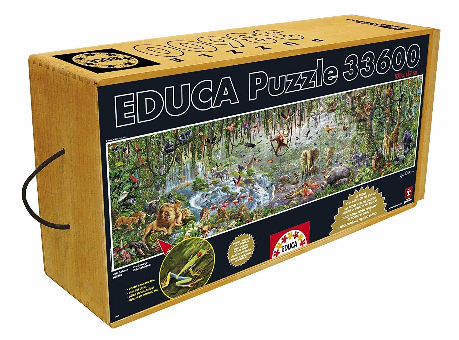 Educa 33,600 Piece Wild Life Puzzle with Wheeled Wooden Carry Case