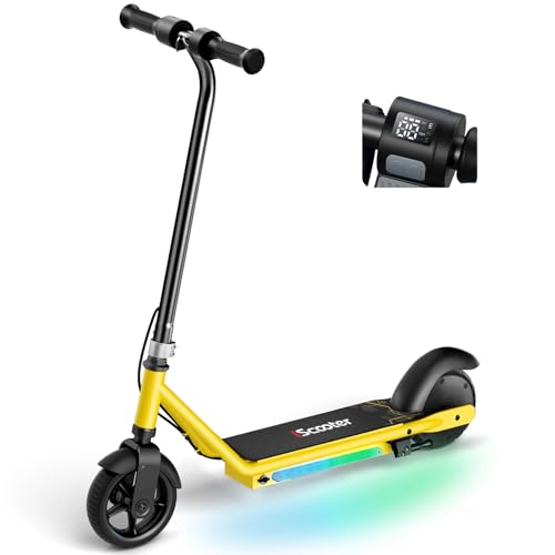 iScooter IK3/IK3Pro Electric Scooter for Kids Ages 6-12, 150W Motor, LED Display, 3 speeds Adjustable,3 Adjustable Heights(IK3Pro),Colorful Lights, Double Brake,Magnetic Charging