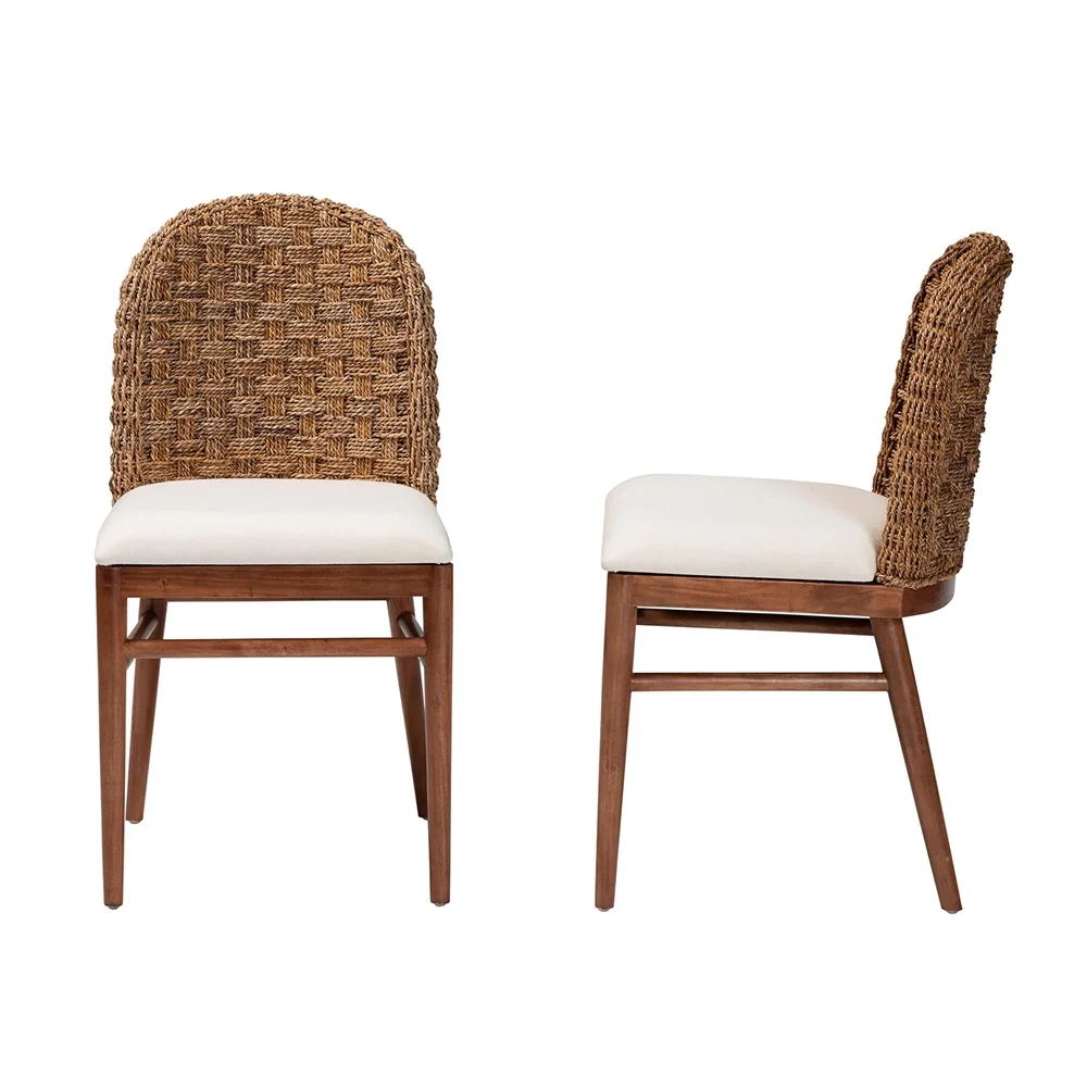 bali & pari Denver 18.9" Acacia Wood & Seagrass Dining Chair in Brown (Set of 2)