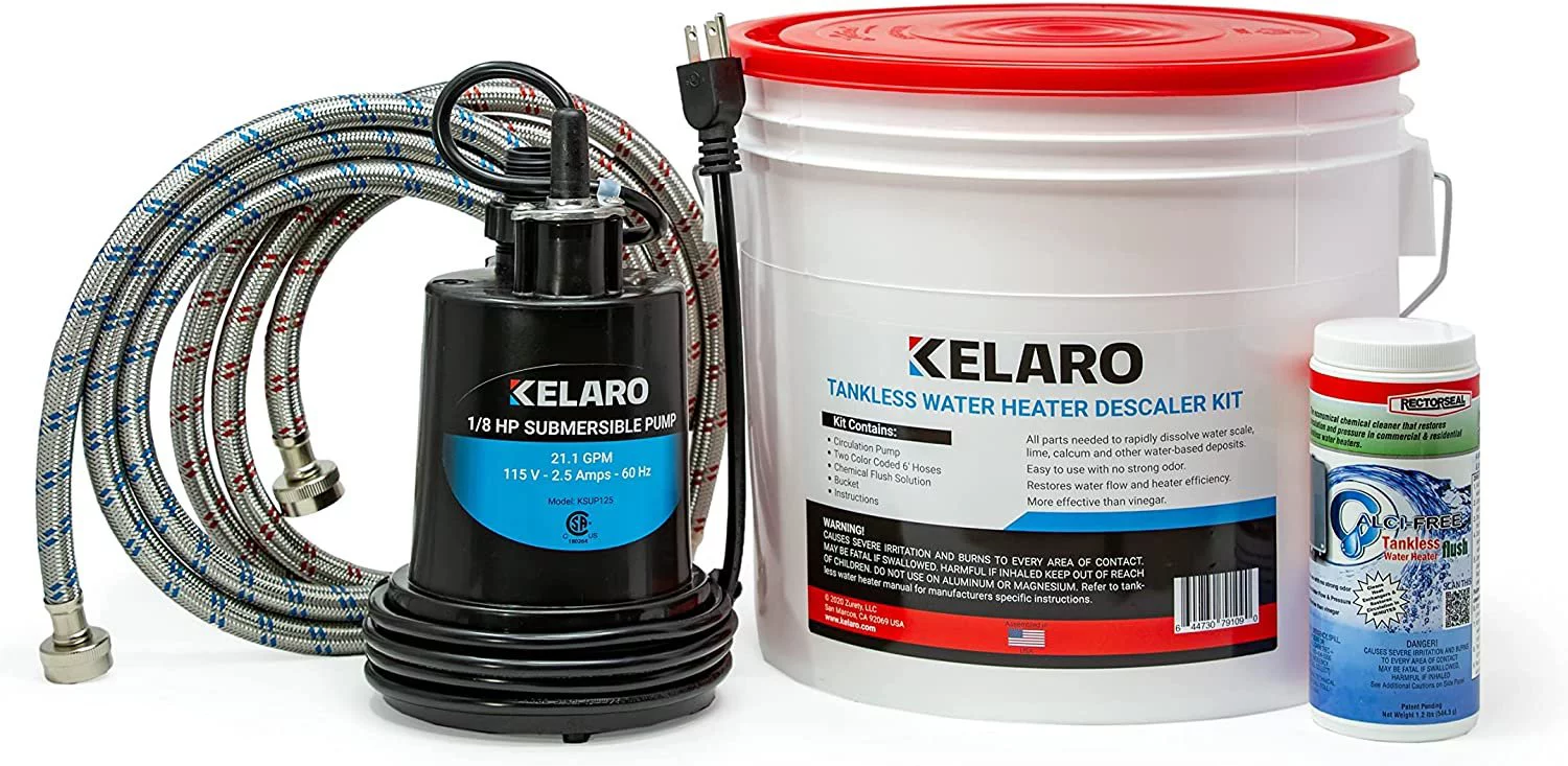Tankless Water Heater Flushing Kit with Rectorseal Calci-Free by Kelaro