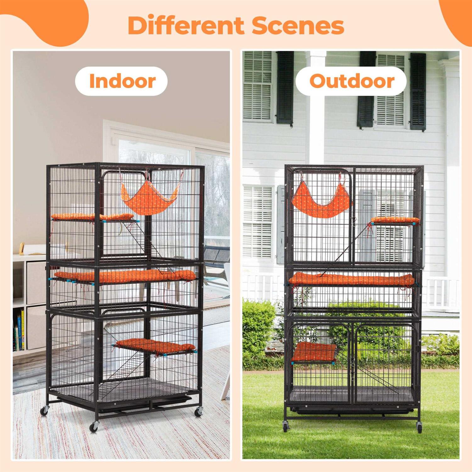 Coziwow 4-Tier Wire Cat Cage Pet Enclosure with Removable Wheels - Pet Supplies online store