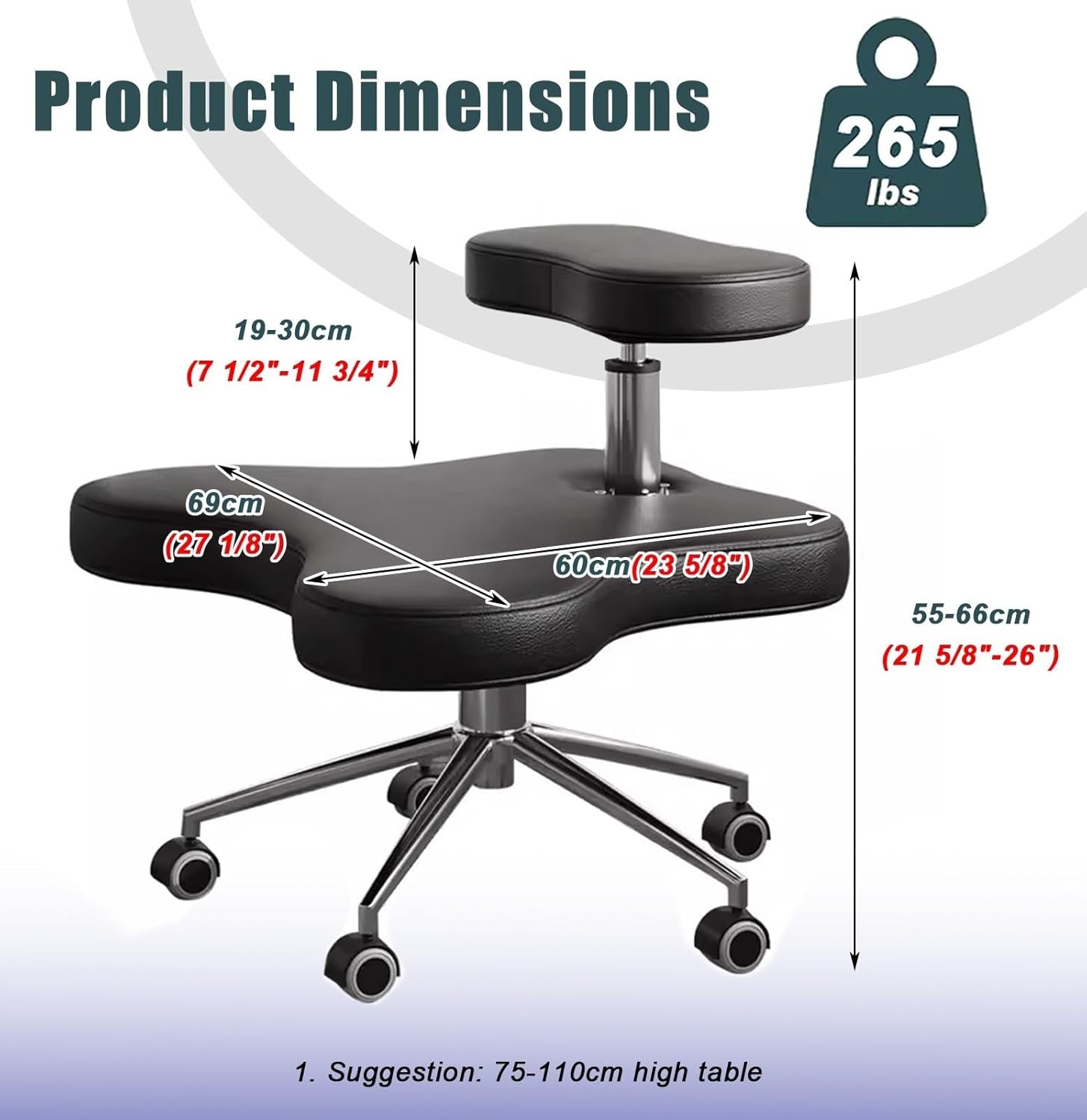 Mobile Yoga Kneeling Chair for Sitting, Armless Orthopedic Corrective Stools for Fidgety Sitters, Adjustable Computer Kneeling Stool Chairs
