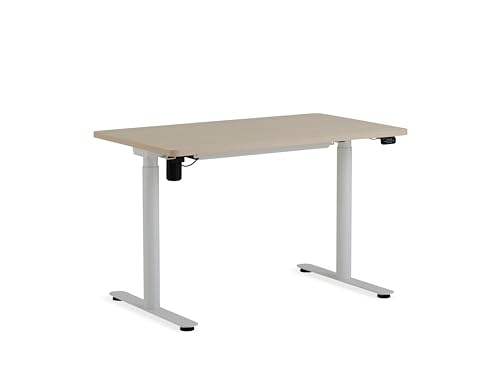 Steelcase AMQ Height-Adjustable Desk - Standing Adjustable Desk - Powerful Computer Standing Desk - Easy Assembly Computer Desk - White Base & Light Oak Top