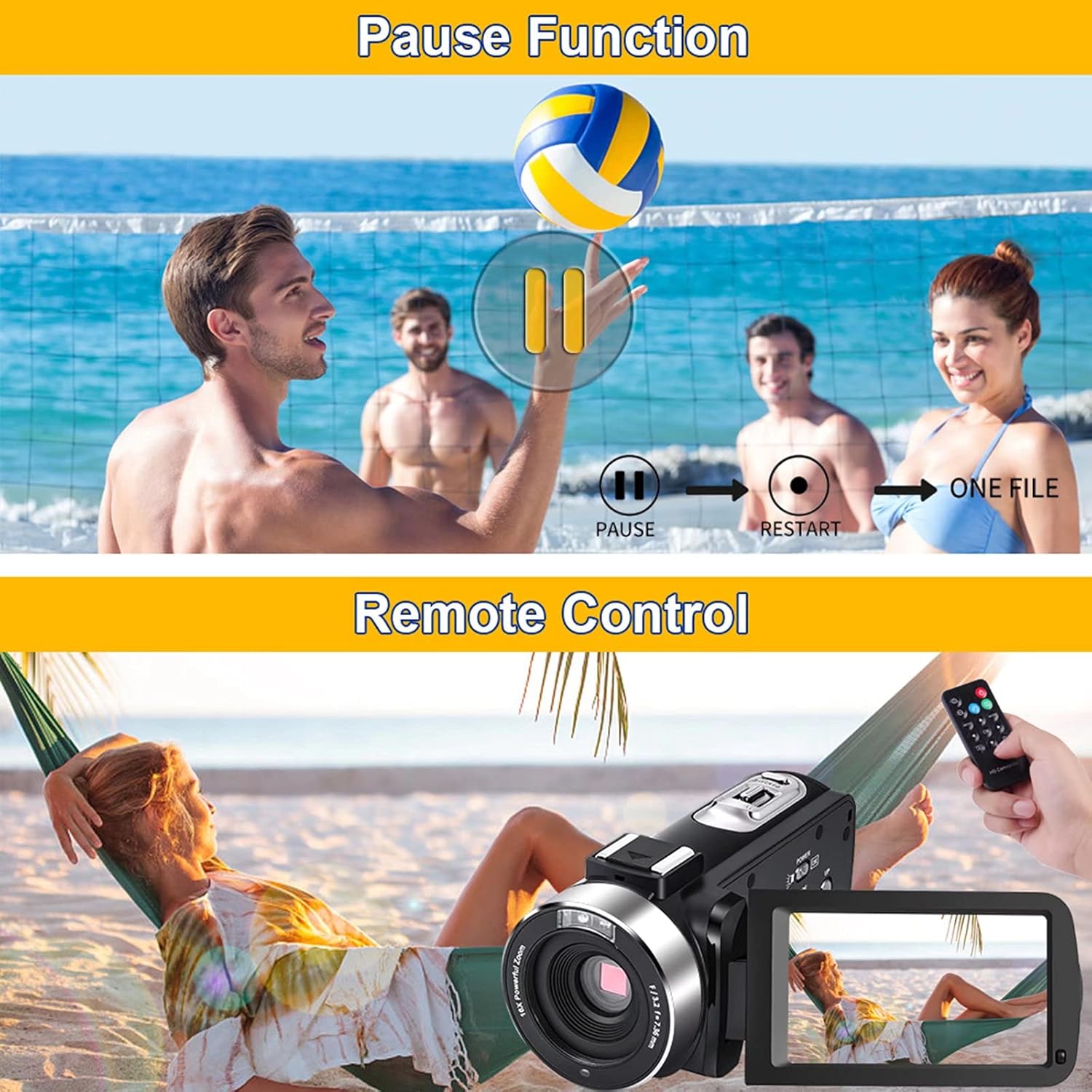 Video Camera Camcorder Full HD 1080P 30FPS 24.0 MP IR Night Vision Vlogging Camera Recorder 3.0 Inch IPS Screen 16X Zoom Camcorders Camera Remote Control with 2 Batteries Pack of 2