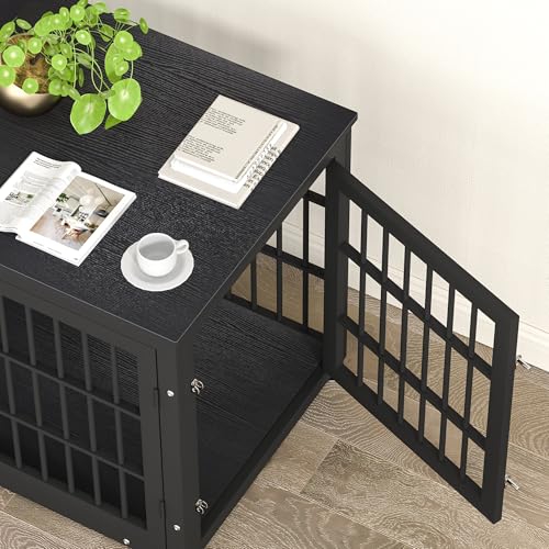 48 Inch Heavy Duty Dog Crate Furniture for Large Dogs, Decorative Pet House End Table, Extra Large Wooden Cage Kennel Furniture Indoor, Natural and White