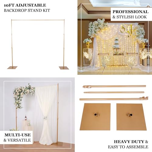 Efavormart 10ft x 10ft Heavy Duty Pipe and Drape Kit Backdrop Support with Metal Steel Base for Wedding, Party, Event, Photography, and Exhibition Decoration