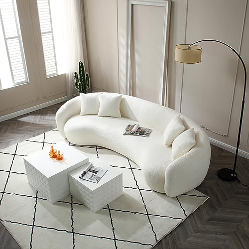 Couch Contemporary Half-Moon Curved Symmetrical Modular Sectional Sofa for Living Room, 6 Toss Pillows Included, 140.94”Lx 41.73”Wx 33.46”H, Ginger