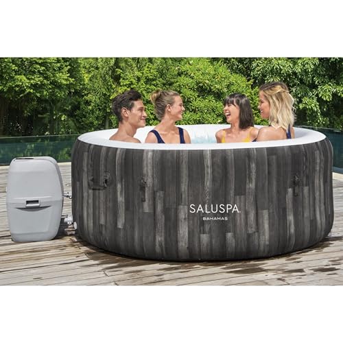 Bestway SaluSpa Cancun AirJet 2 to 4 Person Inflatable Hot Tub, 71 x 26 Inch Round Portable Outdoor Spa with 120 Soothing Jets and Cover, Gray