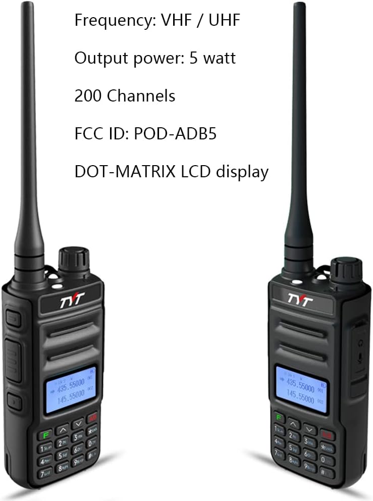 TYT TH-UV88 Ham Radio Handheld Two Way Radio Analog Amateur Dual Band VHF UHF Walkie Talkies for Adults Long Range, Rechargeable, 200 Channels, Scanner, LCD Display, DTMF, CTCSS/DCS, Support Chirp Pack of 2