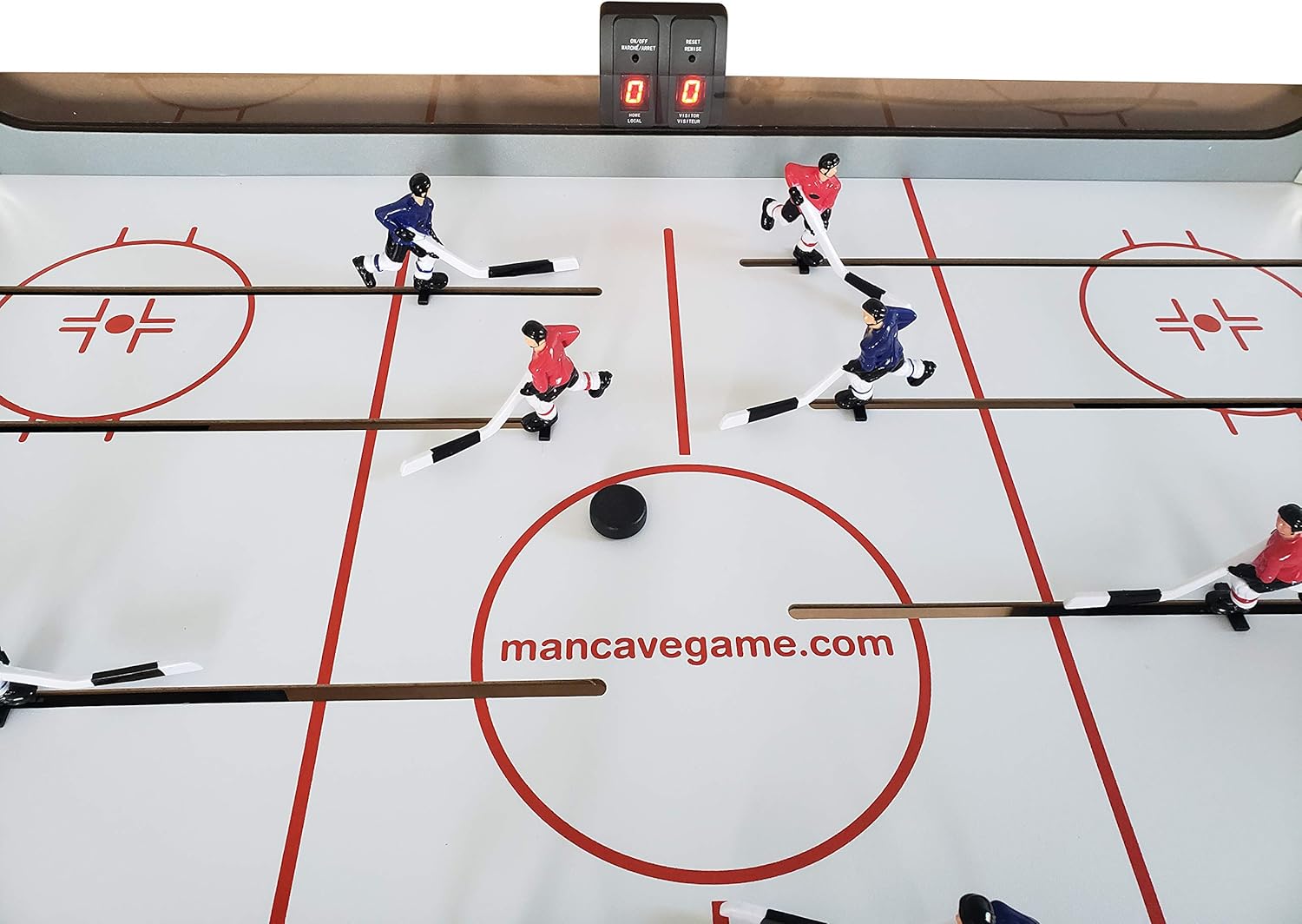 Mancave 40 Deluxe Rod Hockey Game Table. Head-to-Head Table Hockey Action with Electronic Scoring. Great Size, Durability & Easier for Kids to Play Than Dome Hockey.