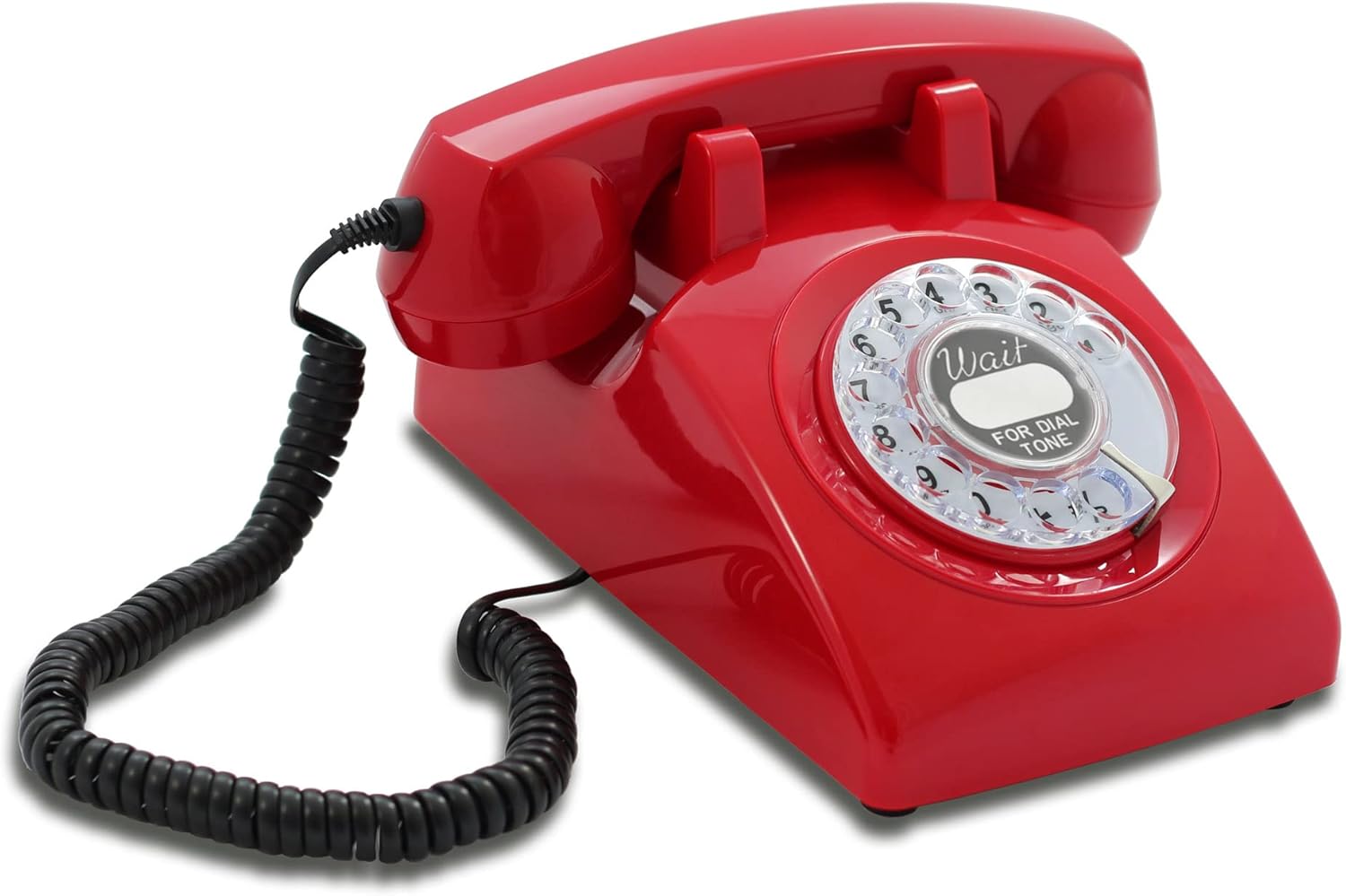 White Rotary Retro Phone with Classic United States Rotary Dial Inlay/Old Fashioned Dial Telephone/Classic Landline/Home Telephones/Antique Look Desk Phone - The 60s Cable by Opis Technology