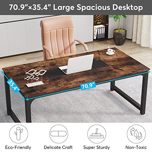 Tribesigns Modern Computer Desk, 63 x 31.5 inch Large Executive Office Desk Computer Table Study Writing Desk Workstation for Home Office, Spliced Desktop, White