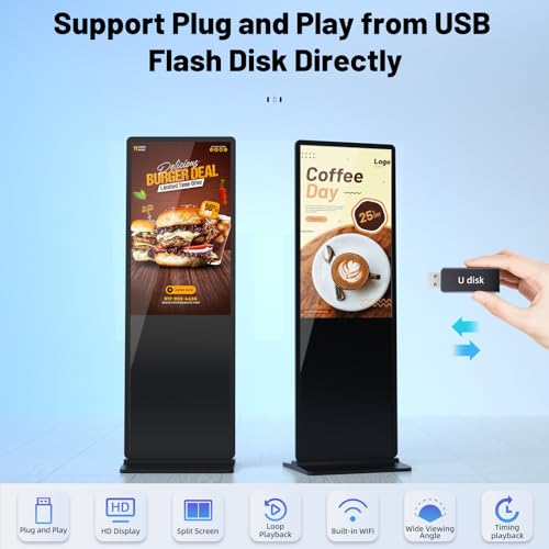 QIXZOCV Indoor Free Standing Digital Signage Advertising Displays Kiosk
