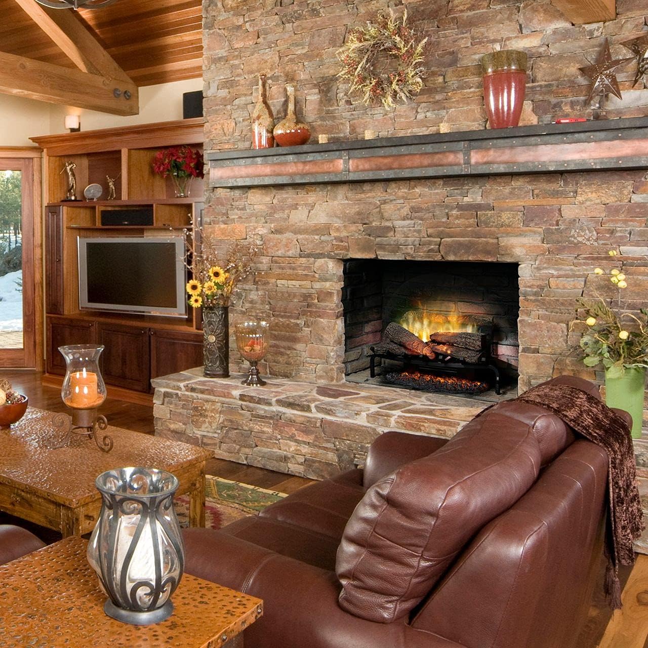 DIMPLEX Revillusion 25" Plug-In In Electric Fireplace Log Set Model: RLG25), 120V, 1500W, 12.5 Amps Black