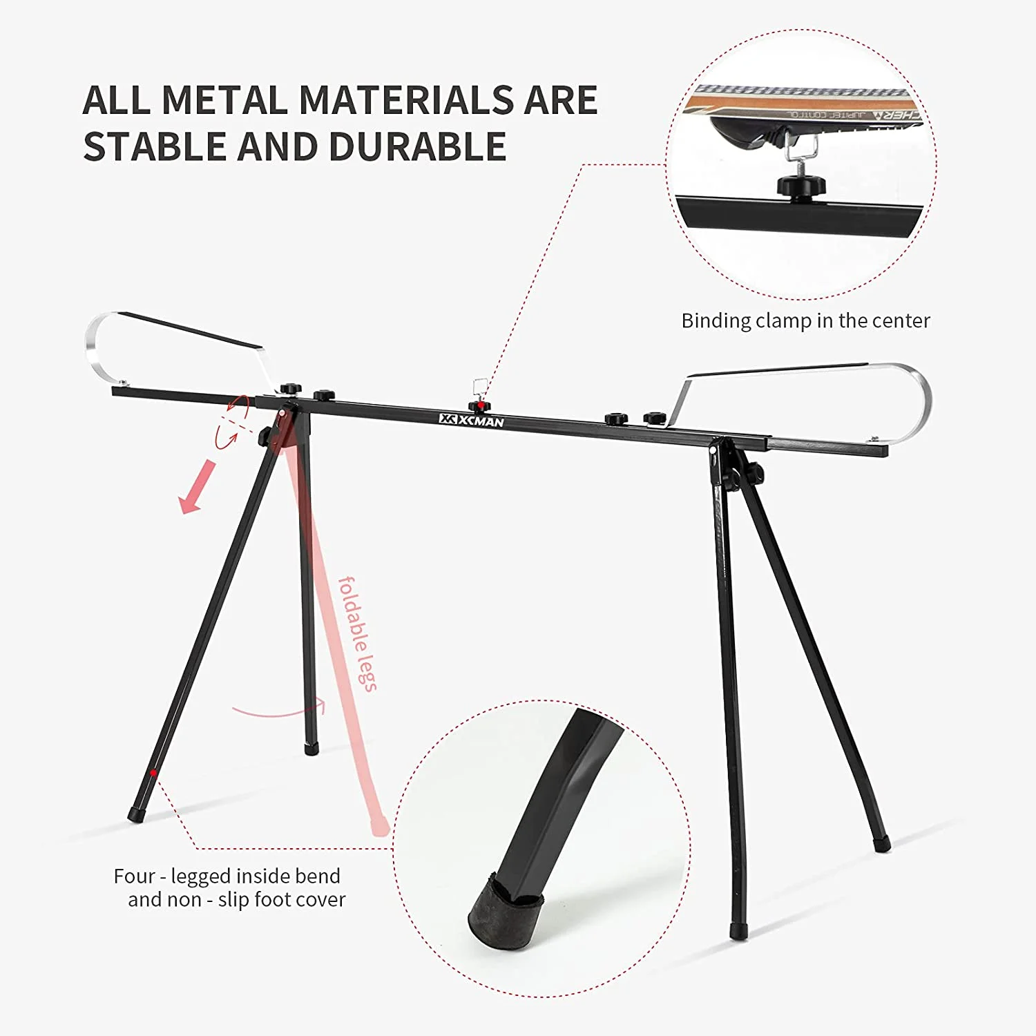 XCMAN Cross Country Nordic Ski Waxing Single Profile Bench Table with Foldable Legs for Traveling,Adjustable Waxing Profile Length 47.2 to 78.7inch