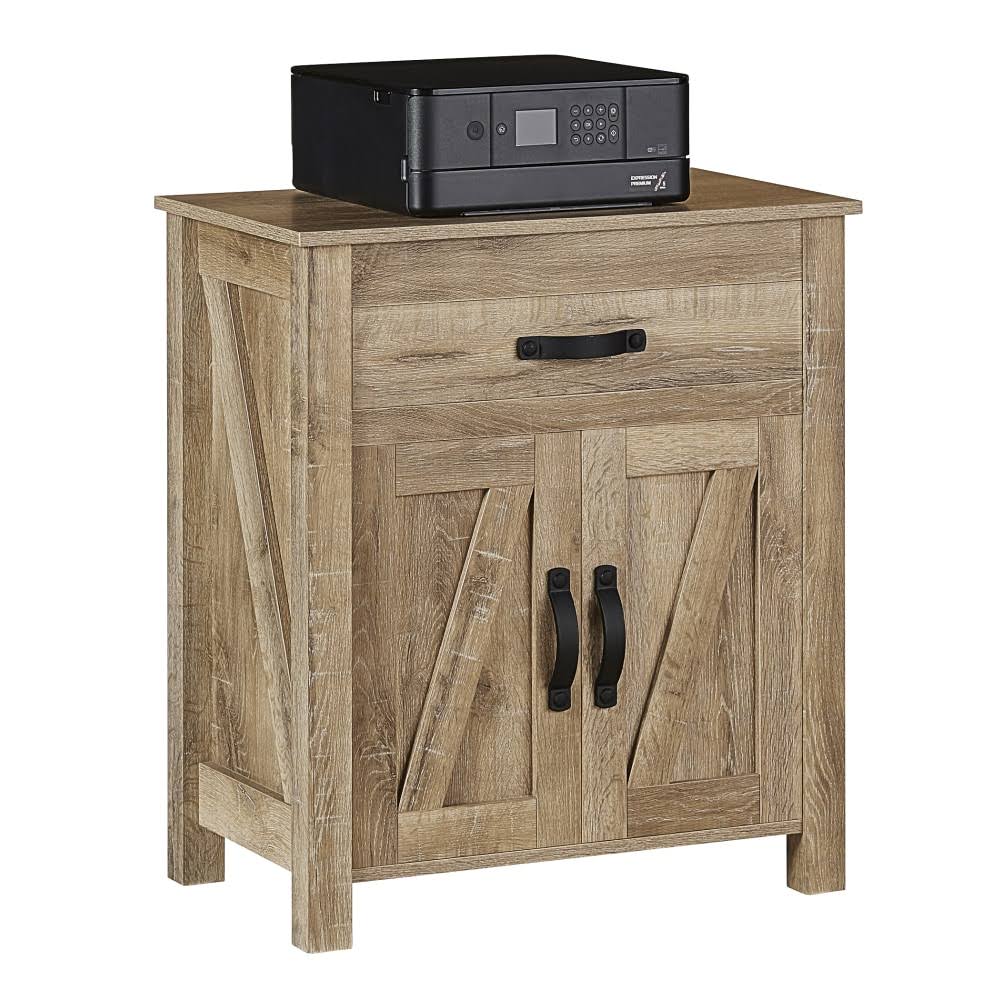 Realspace Plank 27x22W Storage Cabinet/Printer Stand, Coastal Oak