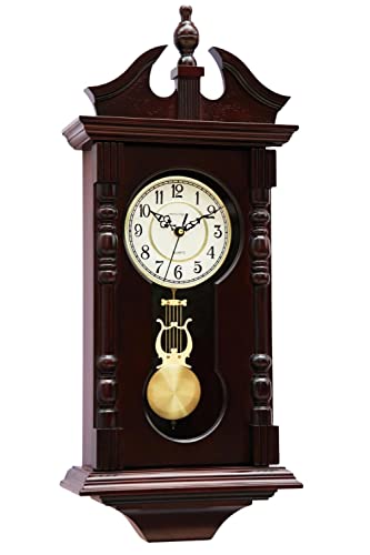 Grandfather Wall Clocks Battery Operated for Living Room Decor, Traditional Wood Wall Pendulum Clock with Westminster Chime, Makes A Great Housewarming Or Birthday Gift