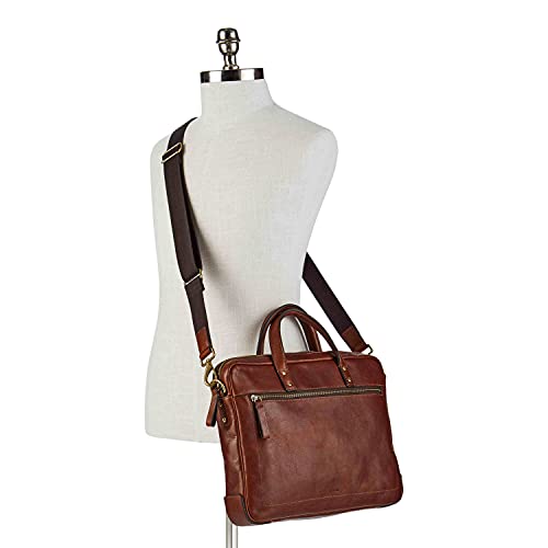 Fossil Men's Haskell or Asher Leather Messenger Briefcase Work Laptop Bag for Men