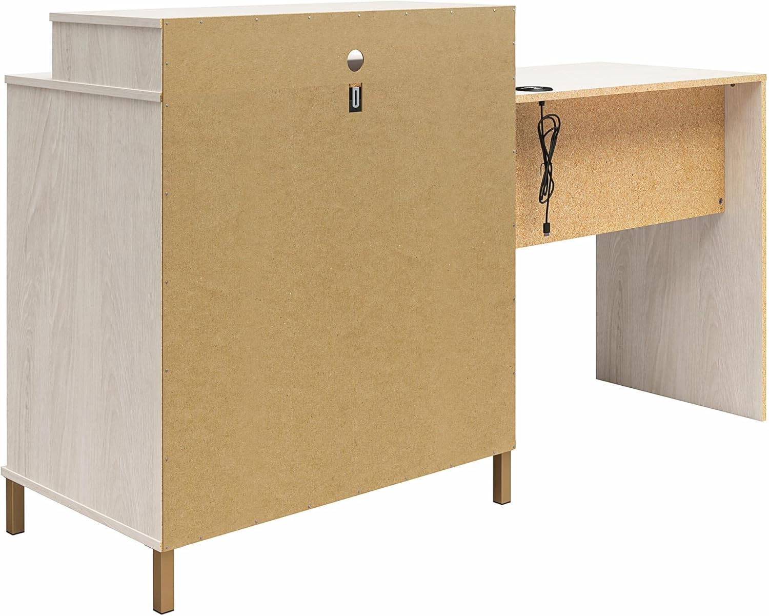 Ameriwood Home Kalissa Dresser/Desk Combo with Wireless-charger, White Oak