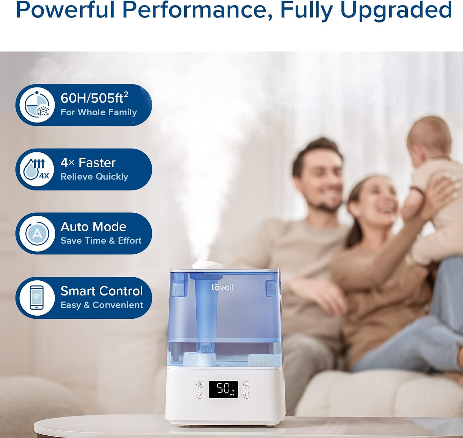 LEVOIT Classic300S Ultrasonic Smart Top Fill Humidifier, Extra Large 6L Tank for Whole Family & LV600HH 6L Warm and Cool Mist Ultrasonic Humidifier, Rapid Humidification for Bedroom Large room