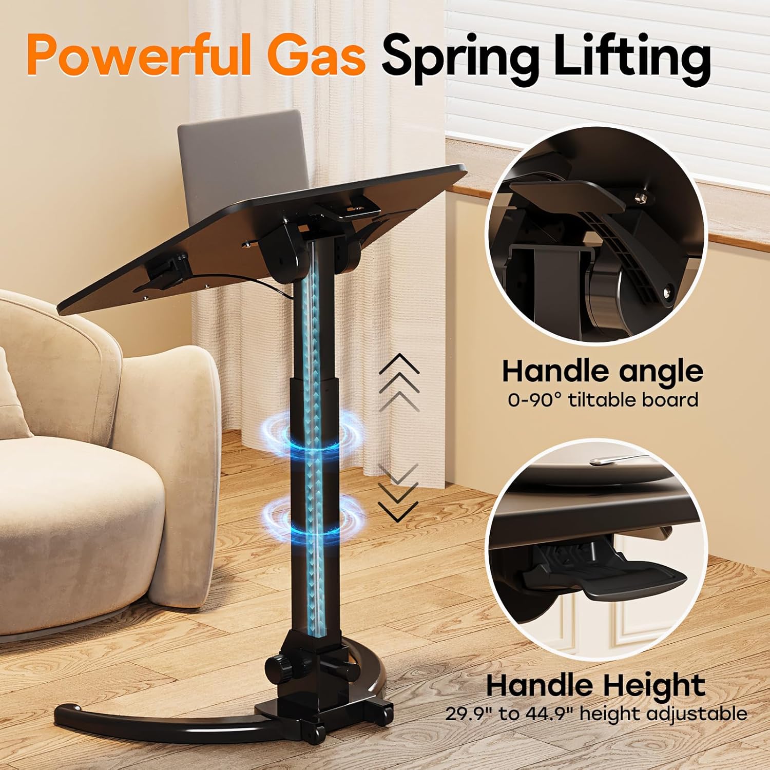 JOY worker Foldable Mobile Standing Desk and Ergonomic 360°Rotating Elbow Cushion Pad