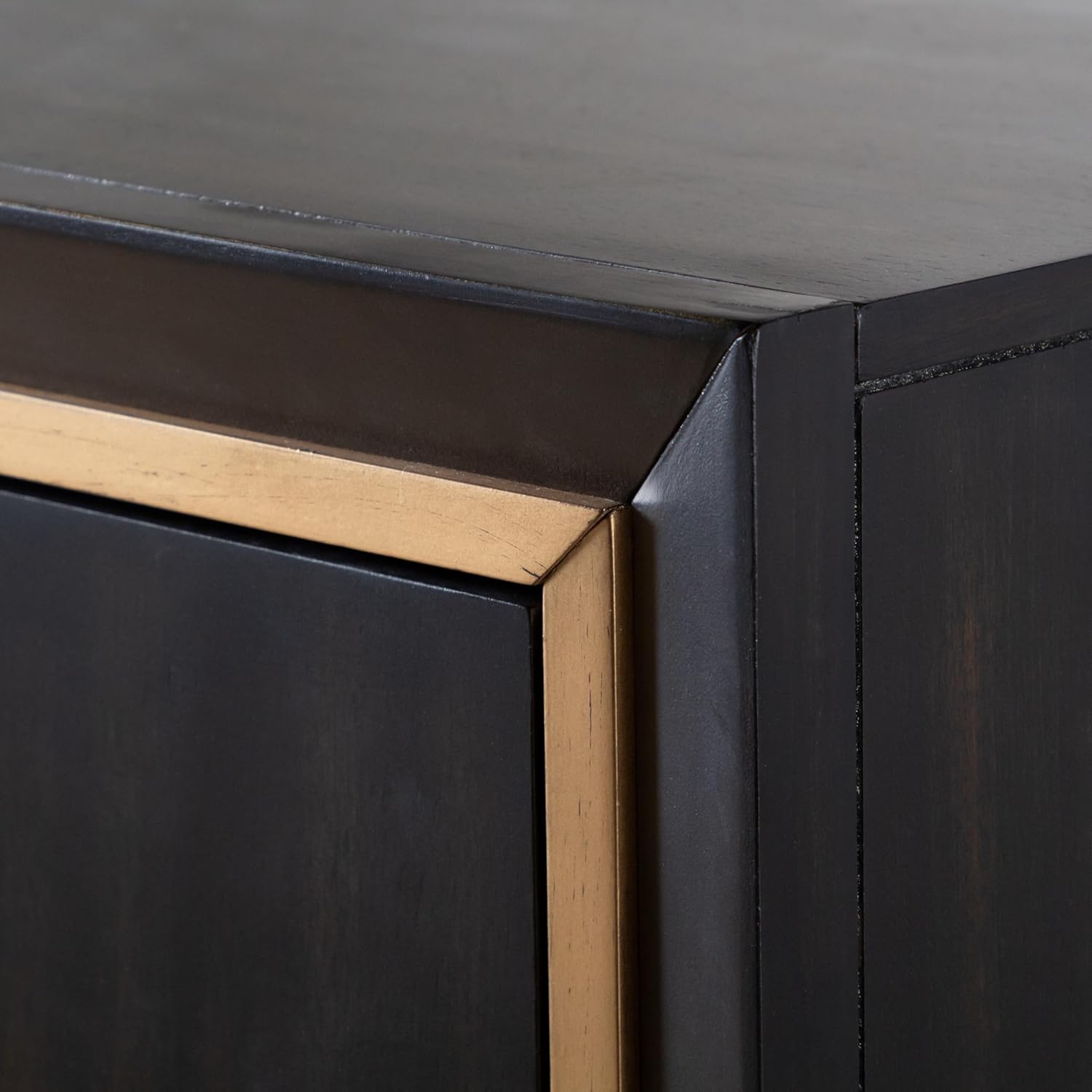 Furniture of America Delbert Modern Solid Wood Chest with Clothing Storage and Gold Accent Trim, 5-Drawer Cabinet, Tall Dresser for Bedroom, Guest Room, Space Saving, Espresso