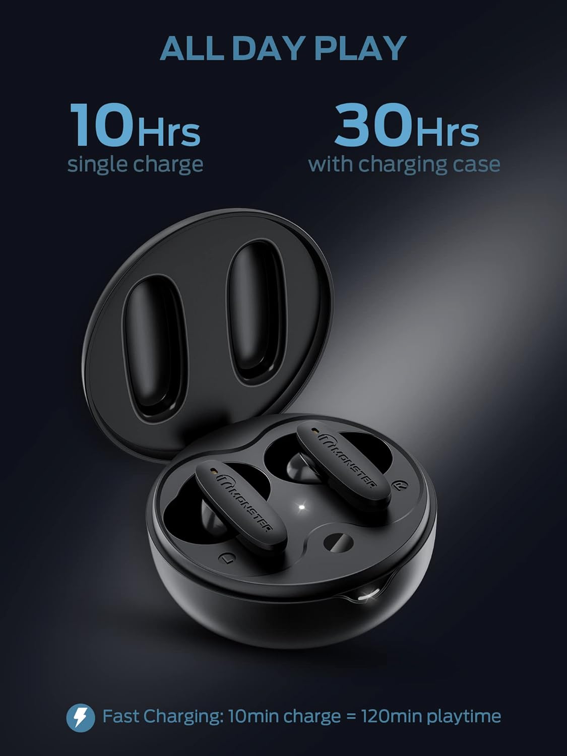 Monster Clarity 108 ANC Wireless Earbuds with 4 Microphones, Bluetooth 5.2, Multi Mode Noise Cancelling, Clear Sound, 30H Playtime, Wireless Earphones for Work, Home Office