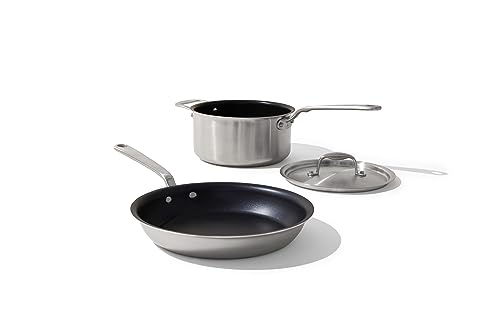 Made In Cookware - 7 Piece Non Stick Pot and Pan Set (Graphite) - 5 Ply Stainless Clad - Includes Stock Pot, Saute Pan, Saucepan, and Frying Pan - Professional Cookware - Crafted in Italy